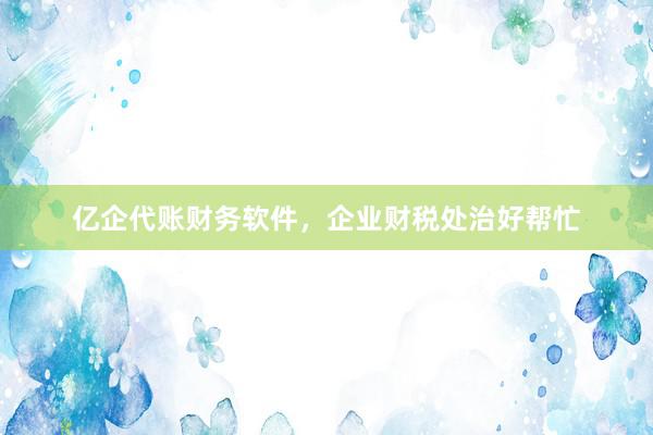 亿企代账财务软件，企业财税处治好帮忙